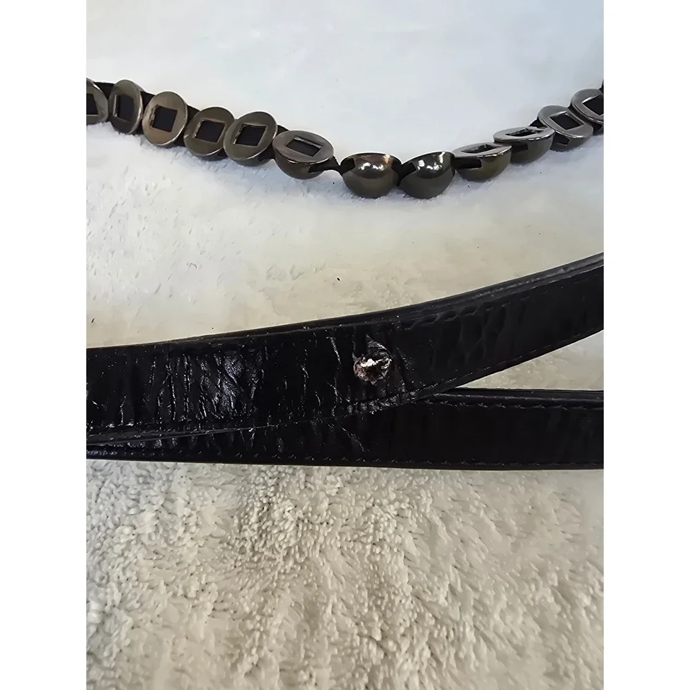 Unbranded Gunmetal Domed Stud Black Leather Statement Belt Edgy Punk Style